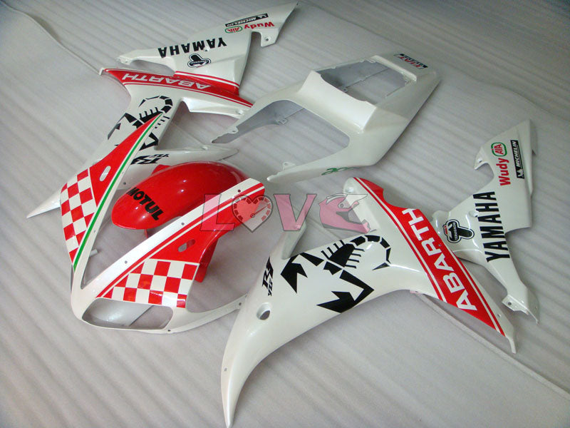 ABARTH - Red White Matte Fairings and Bodywork For 2002-2003 YZF-R1 #LF7044