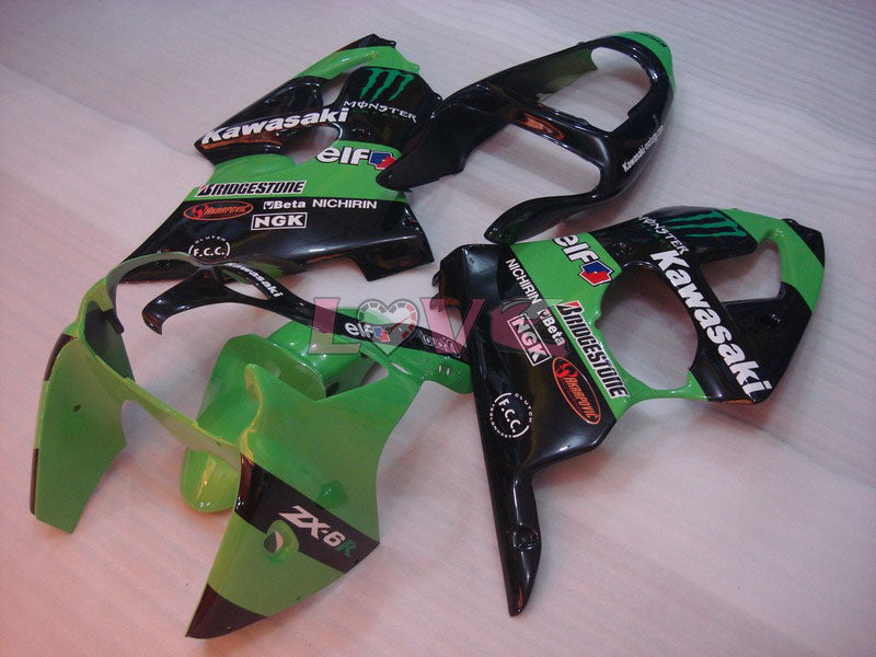 Monster - Green Black Fairings and Bodywork For 2000-2002 NINJA ZX-6R #LF6143