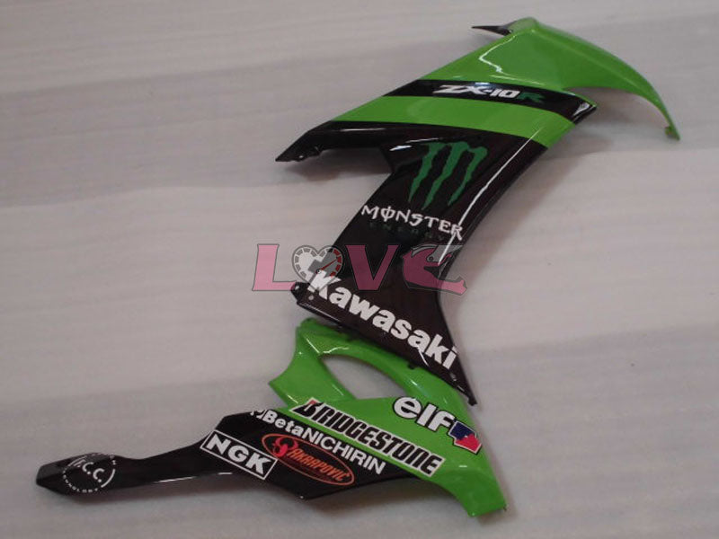 Monster - Green Black Fairings and Bodywork For 2008-2010 NINJA ZX-10R #LF3253