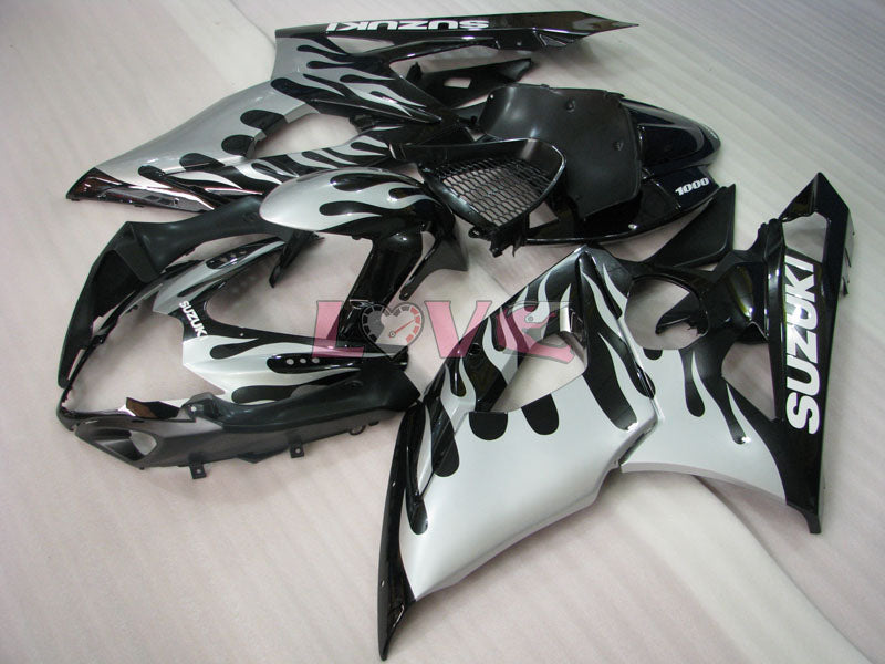 Flame - White Black Fairings and Bodywork For 2005-2006 GSX-R1000 #LF5896