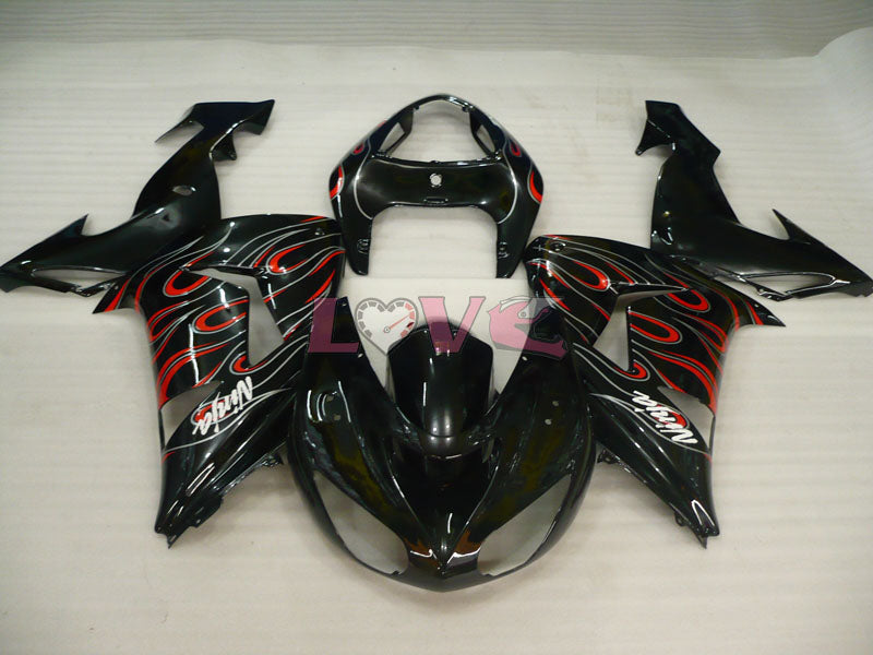 Flame - White Black Fairings and Bodywork For 2006-2007 NINJA ZX-10R #LF6258