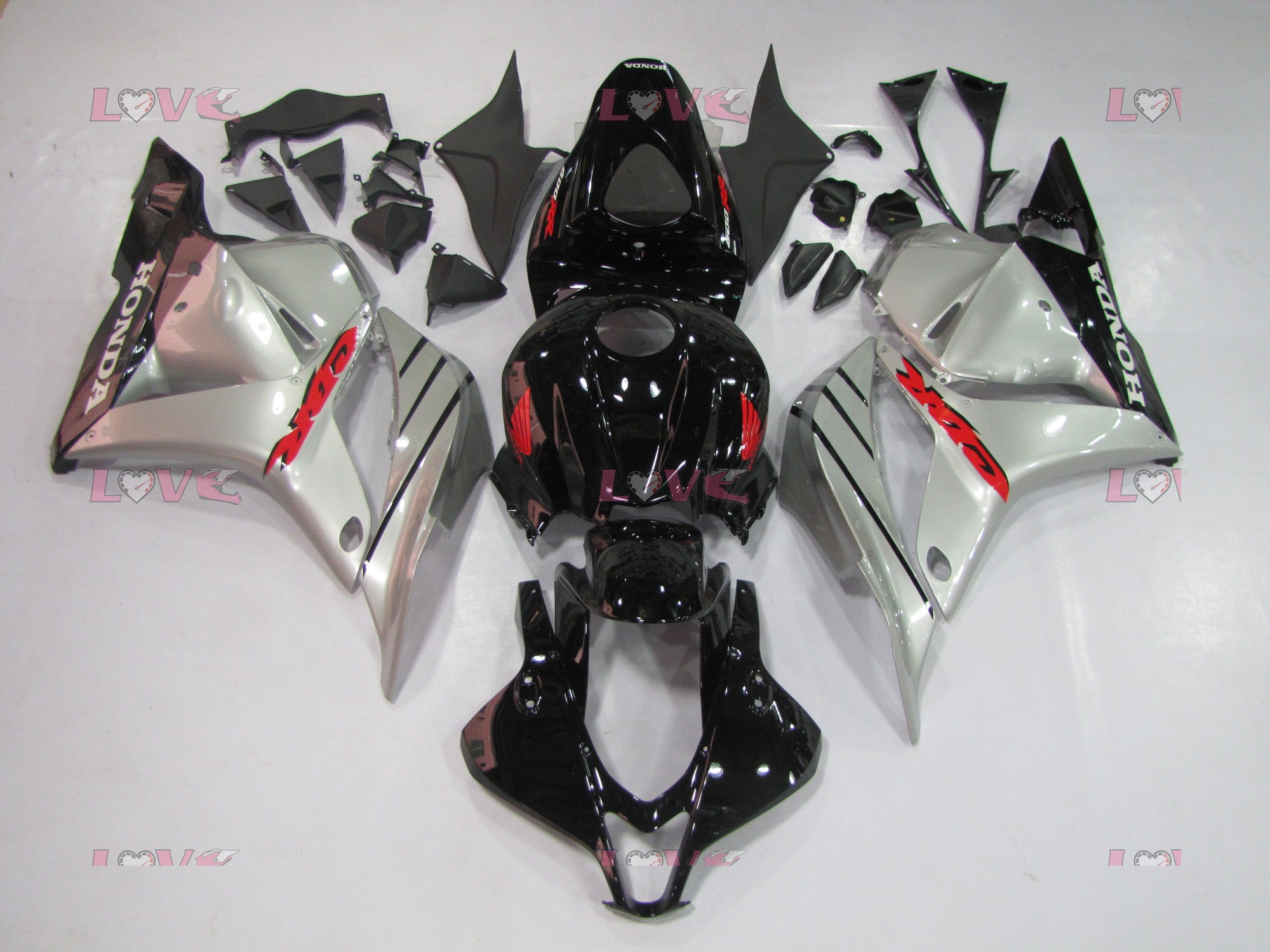SevenStars - Black Silver Fairings and Bodywork For 2009-2012 CBR600RR #LF7364