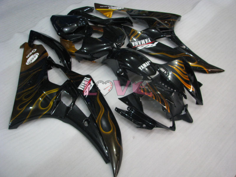 Flame - Black Gold Fairings and Bodywork For 2006-2007 YZF-R6 #LF3475