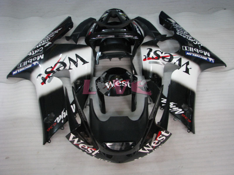 West - White Black Fairings and Bodywork For 2003-2004 NINJA ZX-6R #LF6041