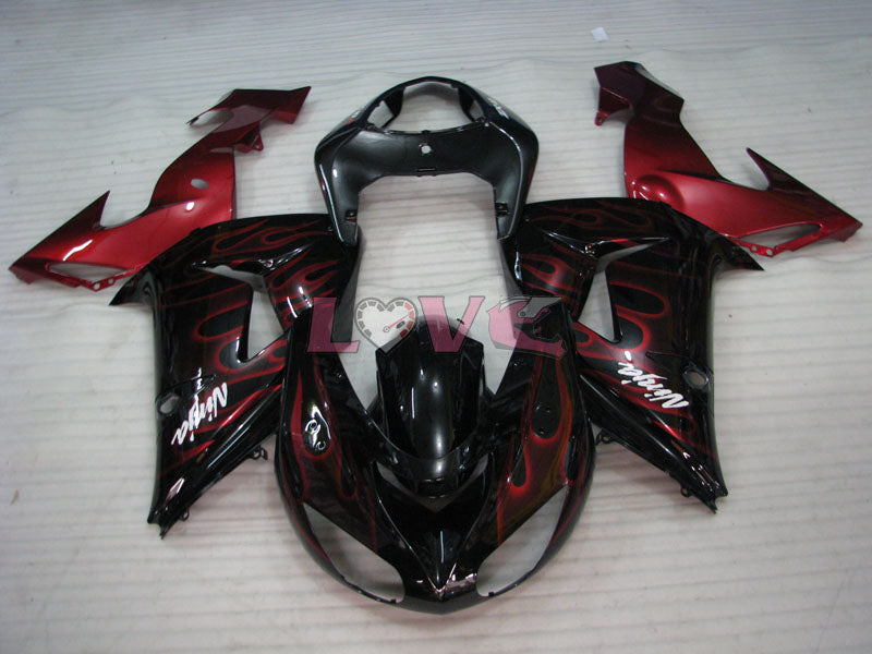 Flame - Red Black Fairings and Bodywork For 2006-2007 NINJA ZX-10R #LF6245