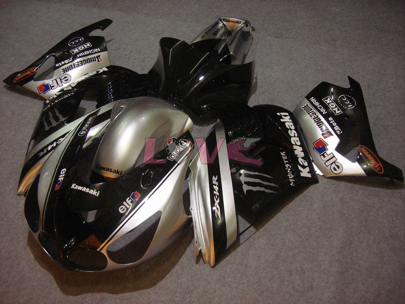 Monster - Black Silver Fairings and Bodywork For 2006-2011 NINJA ZX-14R #LF5847