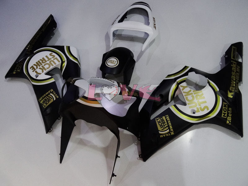 Lucky Strike - White Black Fairings and Bodywork For 2003-2004 NINJA ZX-6R #LF3318