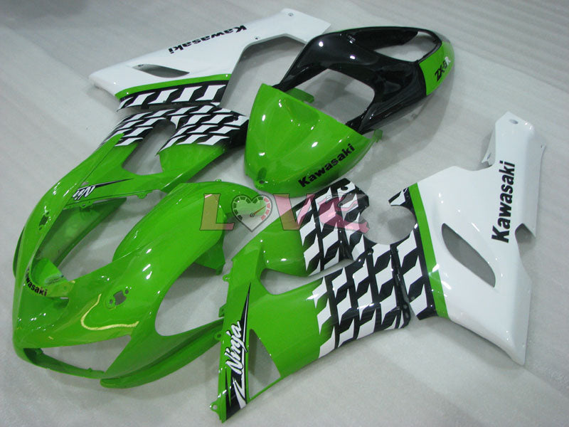Factory Style - Green White Fairings and Bodywork For 2005-2006 NINJA ZX-6R #LF3312