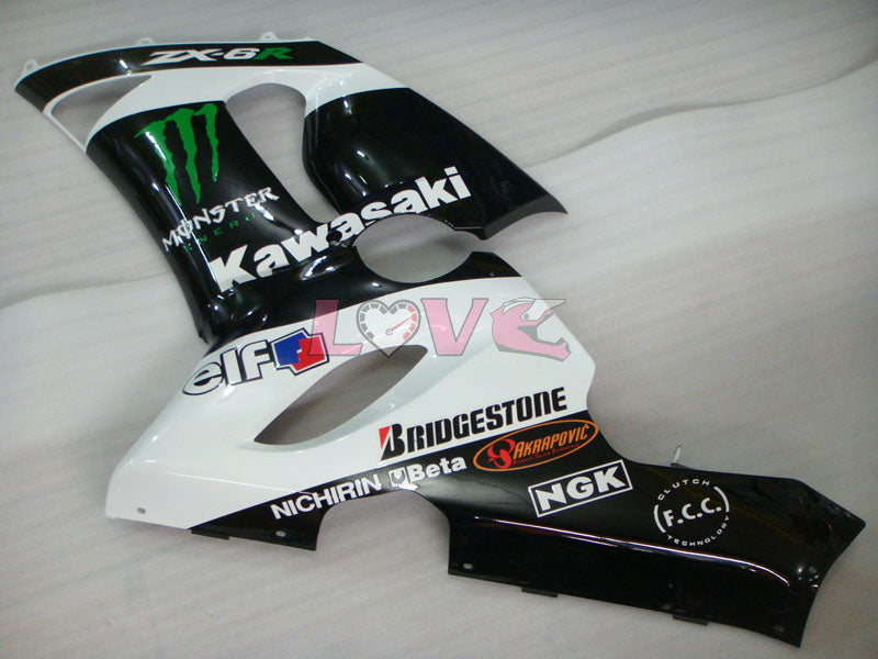 Monster - White Black Fairings and Bodywork For 2005-2006 NINJA ZX-6R #LF3306
