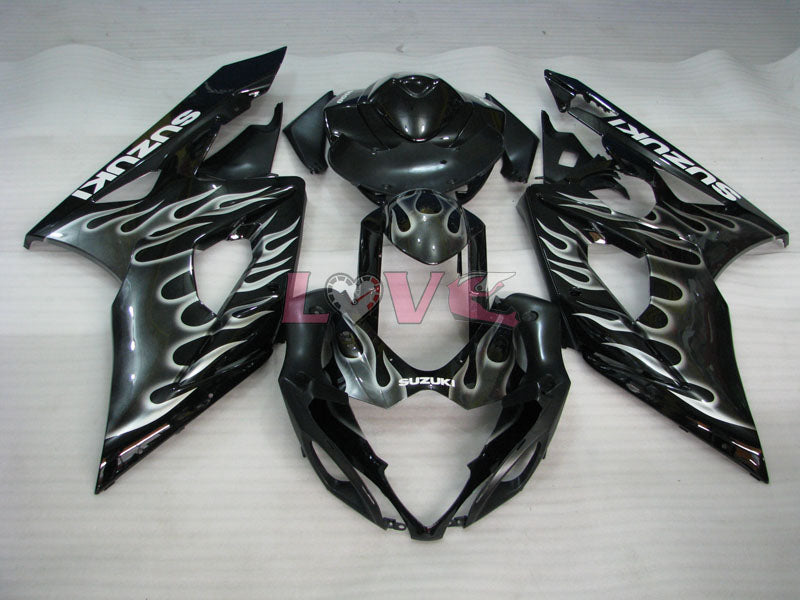 Flame - White Black Fairings and Bodywork For 2005-2006 GSX-R1000 #LF5893