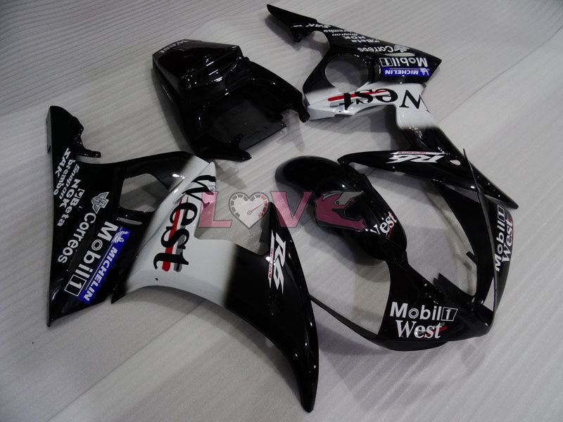 West - White Black Fairings and Bodywork For 2005 YZF-R6 #LF3483