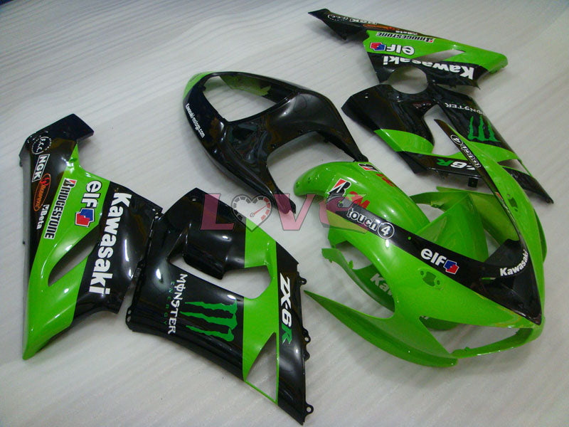 Monster - Green Black Fairings and Bodywork For 2005-2006 NINJA ZX-6R #LF5985