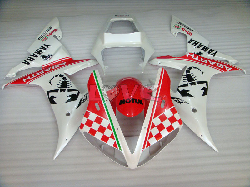 ABARTH - Red White Matte Fairings and Bodywork For 2002-2003 YZF-R1 #LF7044