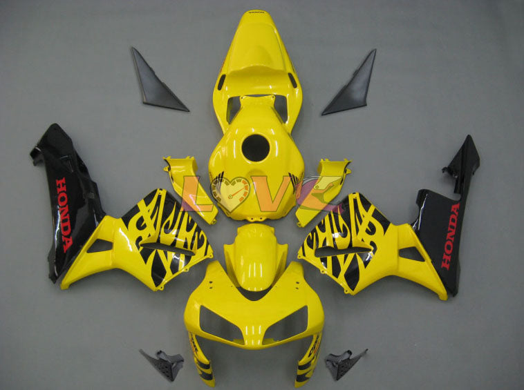 Flame - Yellow Black Fairings and Bodywork For 2003-2004 CBR600RR #LF5407
