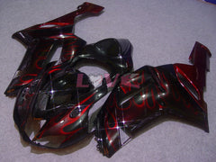 Flame - Red Black Fairings and Bodywork For 2007-2008 NINJA ZX-6R #LF5924