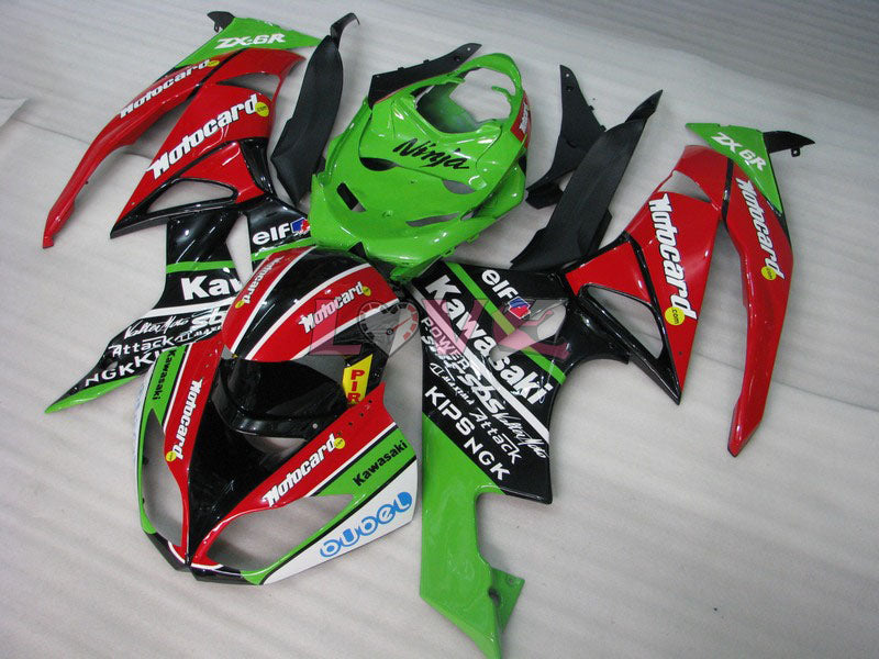 Motocard - Red Green Fairings and Bodywork For 2009-2012 NINJA ZX-6R #LF5873