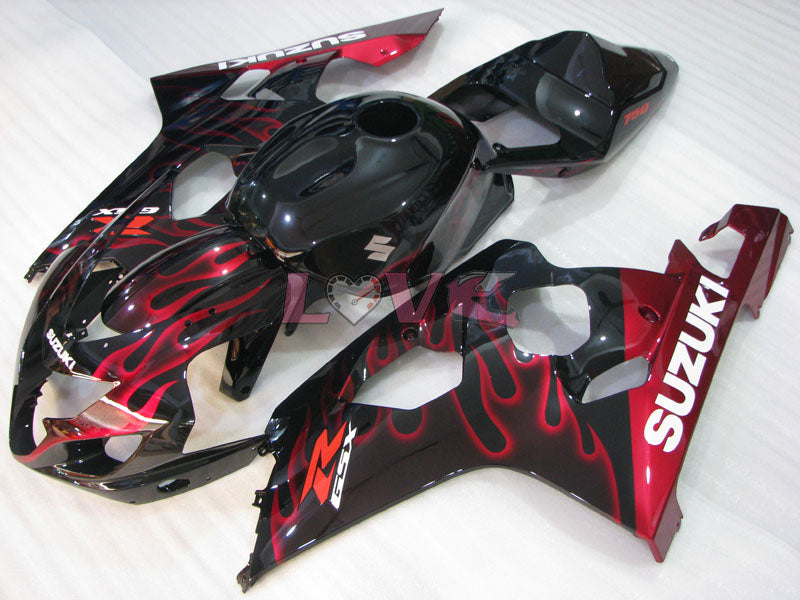 Flame - Red Black Fairings and Bodywork For 2004-2005 GSX-R600 #LF4094