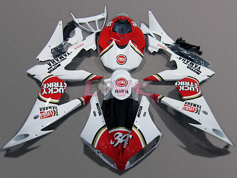 Lucky Strike - Red White Fairings and Bodywork For 2008-2016 YZF-R6 #LF4571