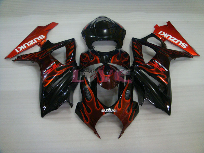 Flame - Red Black Fairings and Bodywork For 2007-2008 GSX-R1000 #LF5769