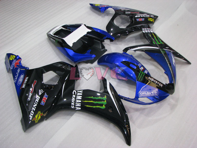 Monster - Blue Black Fairings and Bodywork For 2003-2004 YZF-R6 #LF3567