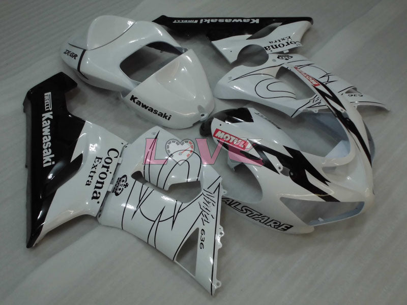 Corona - White Black Fairings and Bodywork For 2005-2006 NINJA ZX-6R #LF3308