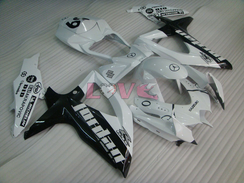 Jordan - White Black Fairings and Bodywork For 2008-2010 GSX-R600 #LF3968