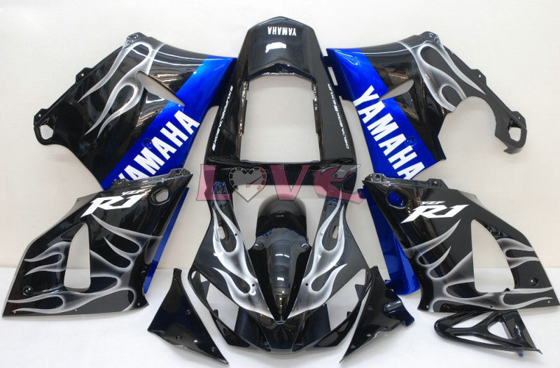 Flame - White Black Fairings and Bodywork For 2000-2001 YZF-R1 #LF7066