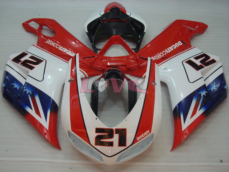 Factory Style - Red White Fairings and Bodywork For 2007-2009 1098 #LF3132