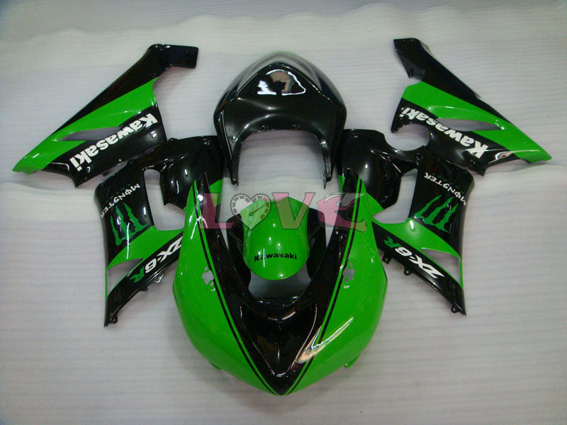 Monster - Green Black Fairings and Bodywork For 2005-2006 NINJA ZX-6R #LF3307