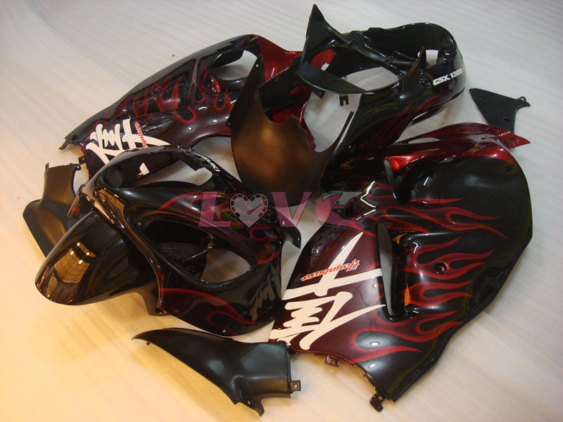 Flame - Red Black Fairings and Bodywork For 1999-2007 Hayabusa #LF3744