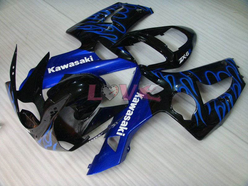 Flame - Blue Black Fairings and Bodywork For 2003-2004 NINJA ZX-6R #LF6069