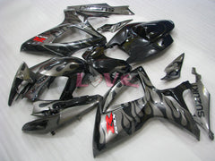 Flame - Black Silver Fairings and Bodywork For 2006-2007 GSX-R600 #LF6354