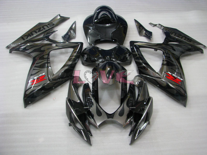 Flame - Black Silver Fairings and Bodywork For 2006-2007 GSX-R750 #LF6541
