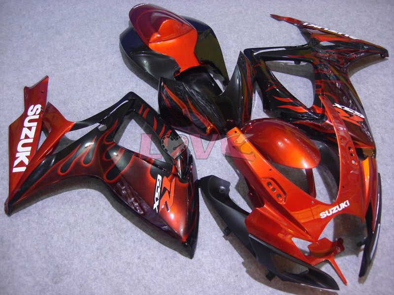Flame - Orange Black Fairings and Bodywork For 2006-2007 GSX-R600 #LF6360