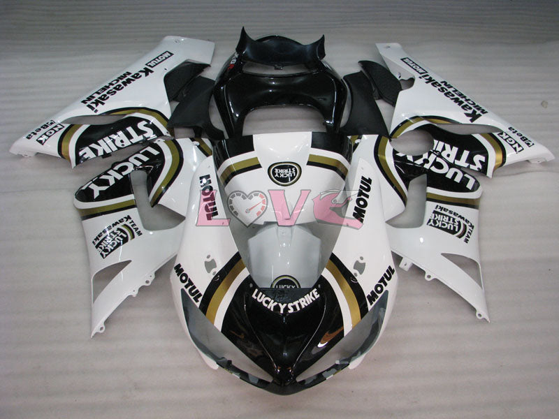 Lucky Strike - White Black Fairings and Bodywork For 2005-2006 NINJA ZX-6R #LF5991