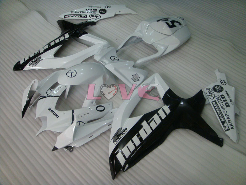 Jordan - White Black Fairings and Bodywork For 2008-2010 GSX-R600 #LF3968