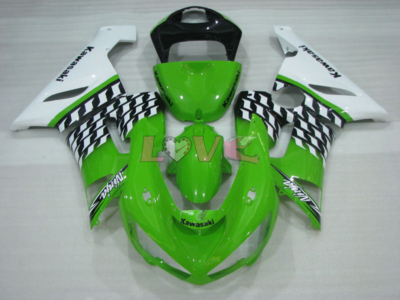 Factory Style - Green White Fairings and Bodywork For 2005-2006 NINJA ZX-6R #LF3312