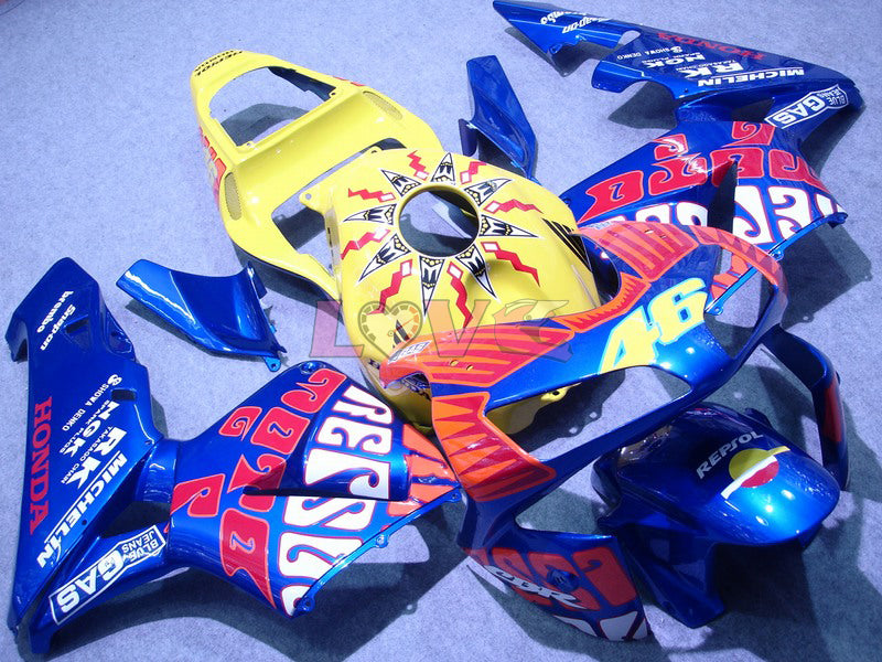 Rossi - Yellow Blue Fairings and Bodywork For 2003-2004 CBR600RR #LF5378
