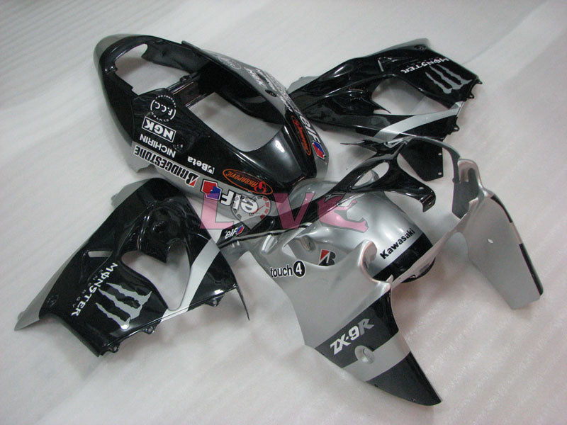 Monster - Black Silver Fairings and Bodywork For 2002-2003 NINJA ZX-9R #LF3291
