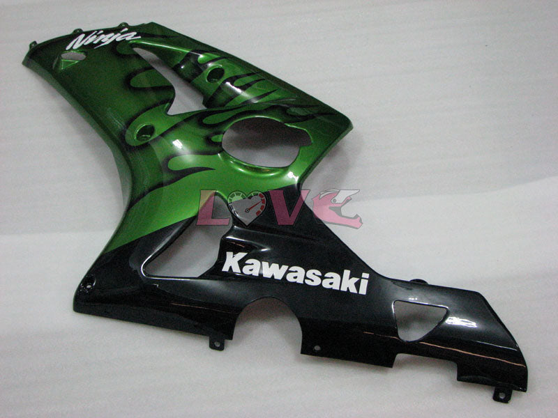 Flame - Green Black Fairings and Bodywork For 2003-2004 NINJA ZX-6R #LF3321