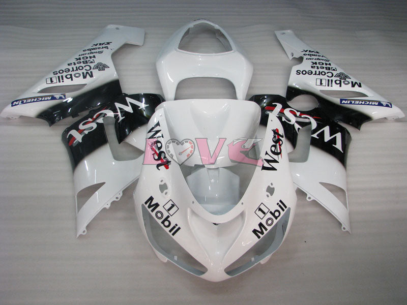 West - White Black Fairings and Bodywork For 2005-2006 NINJA ZX-6R #LF5965