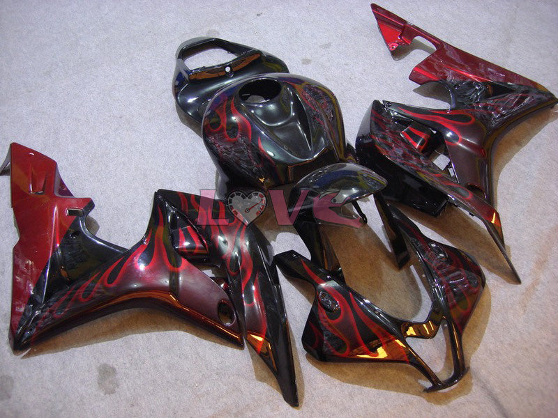 Flame - Red Black Fairings and Bodywork For 2007-2008 CBR600RR #LF7467