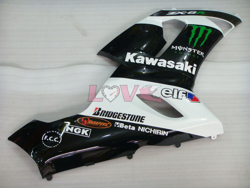 Monster - White Black Fairings and Bodywork For 2005-2006 NINJA ZX-6R #LF3306