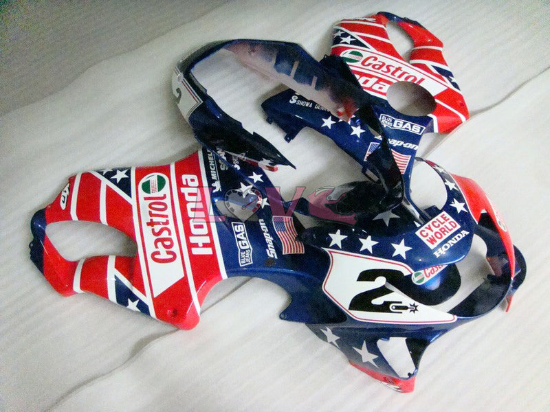 Castrol - Red Blue Fairings and Bodywork For 1999-2000 CBR600F4 #LF7714
