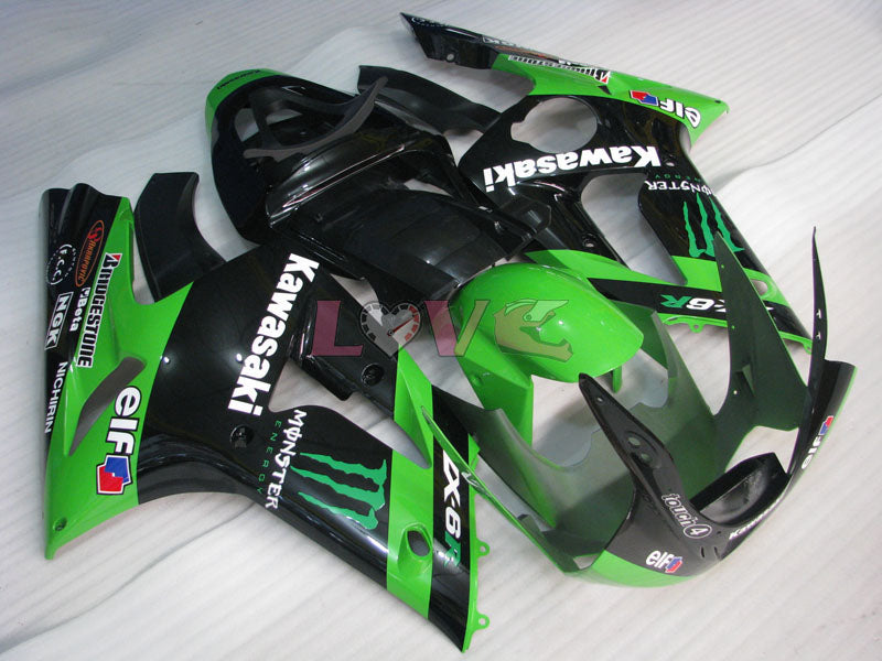 Monster - Green Black Fairings and Bodywork For 2003-2004 NINJA ZX-6R #LF3316