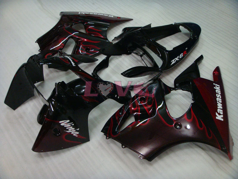 Flame - Orange Black Fairings and Bodywork For 2000-2002 NINJA ZX-6R #LF6147