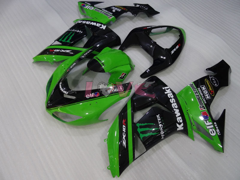 Monster - Green Black Fairings and Bodywork For 2006-2007 NINJA ZX-10R #LF3260