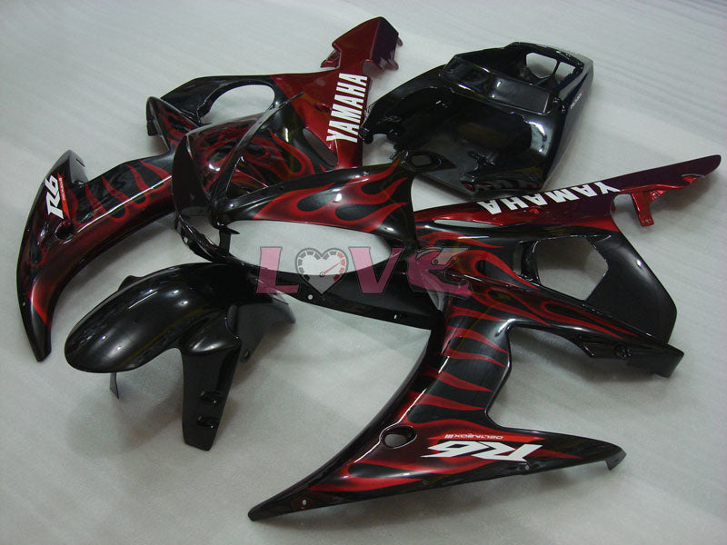 Flame - Red Black Fairings and Bodywork For 2005 YZF-R6 #LF5287