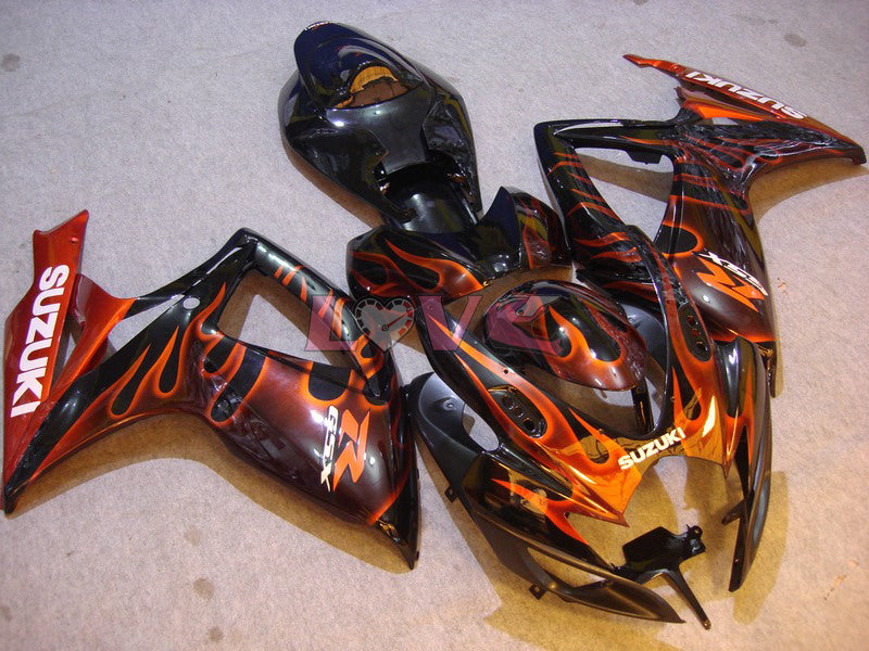 Flame - Orange Black Fairings and Bodywork For 2006-2007 GSX-R600 #LF6355