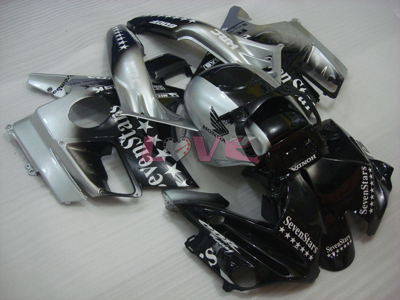 SevenStars - Black Silver Fairings and Bodywork For 1991-1994 CBR600F2 #LF4837